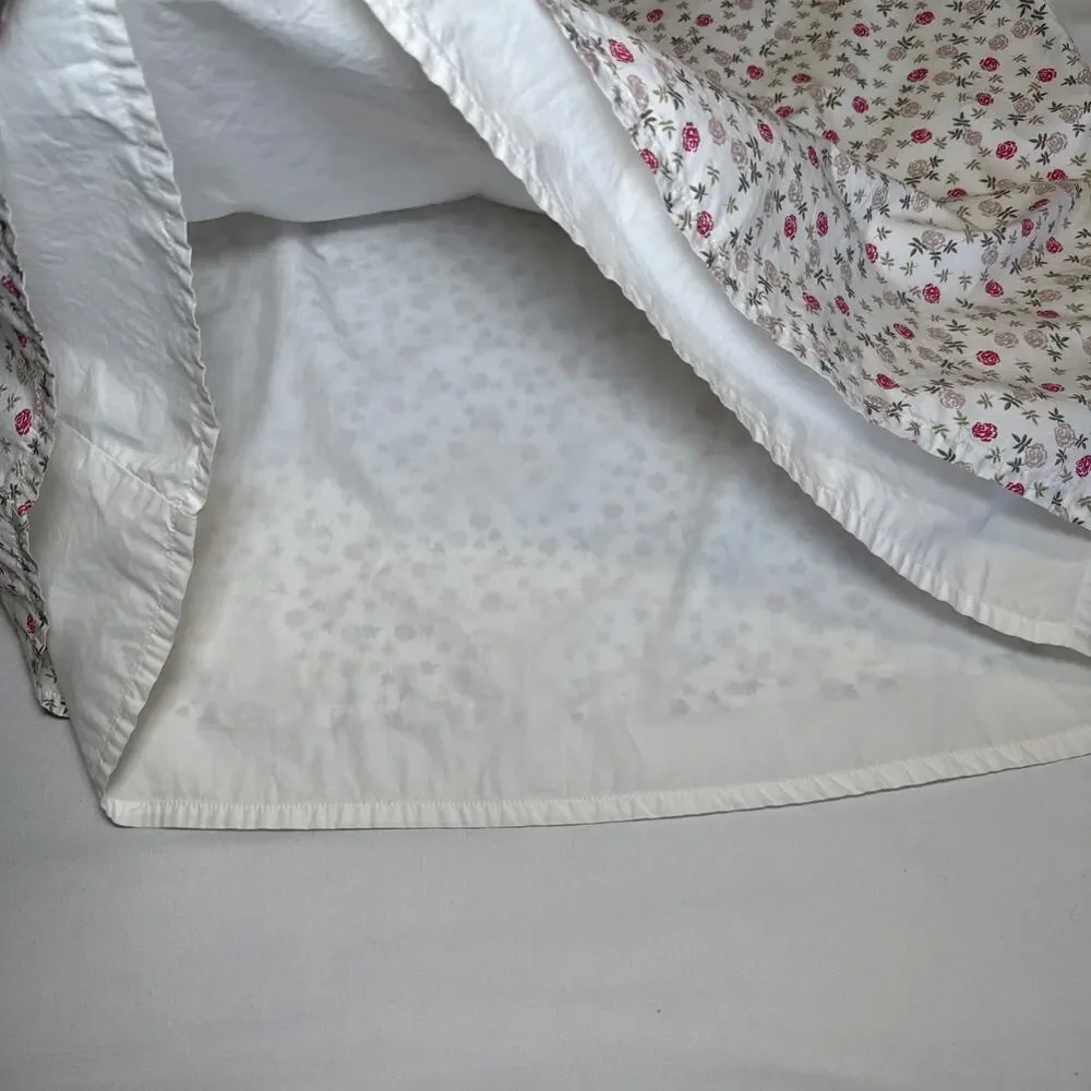 Hanna Anderson Ivory Floral Rose Skirt 100% Cotton Layered Lined Womens 12 EUC